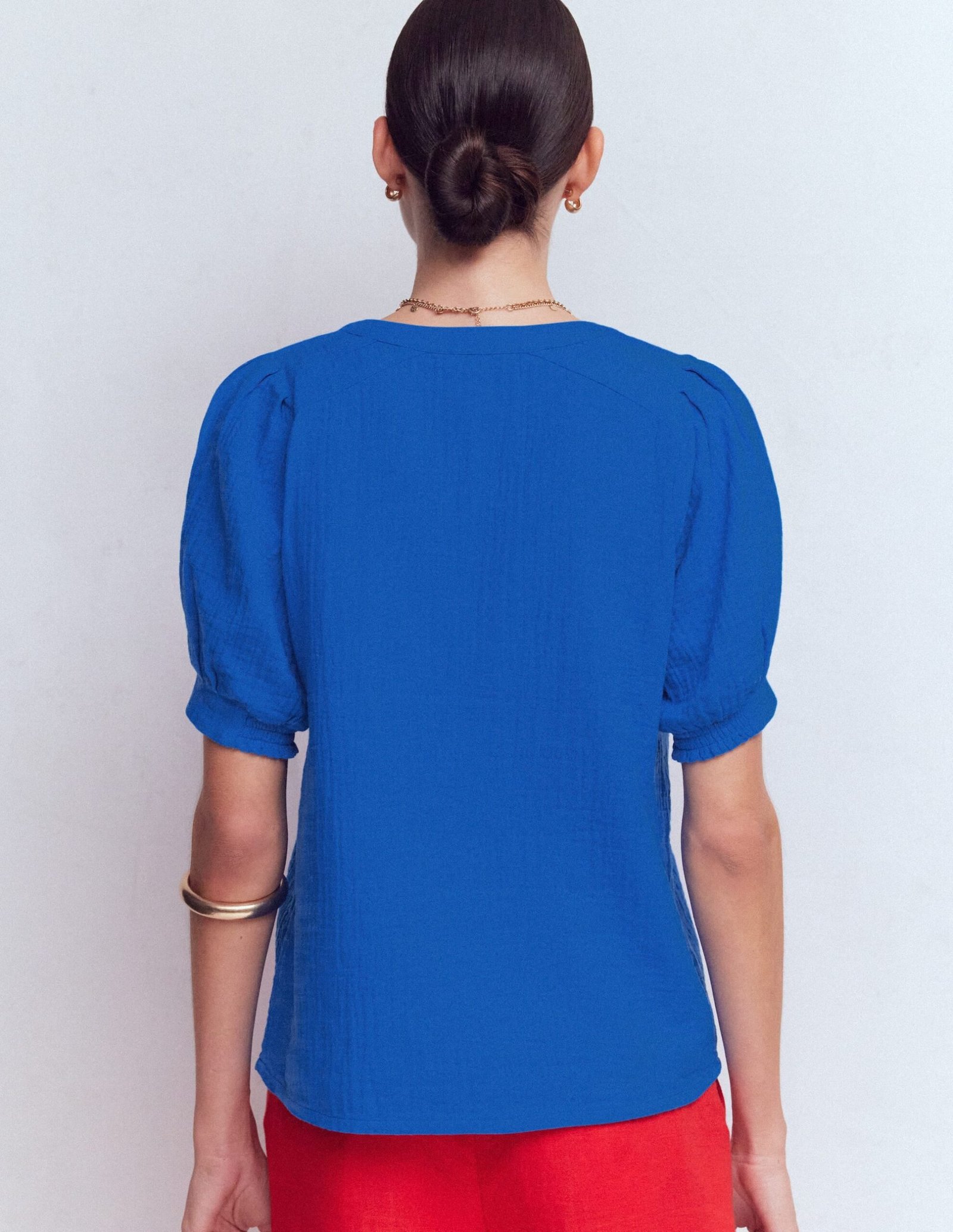 Rae Double Cloth Top-Bright Cobalt - Image 3