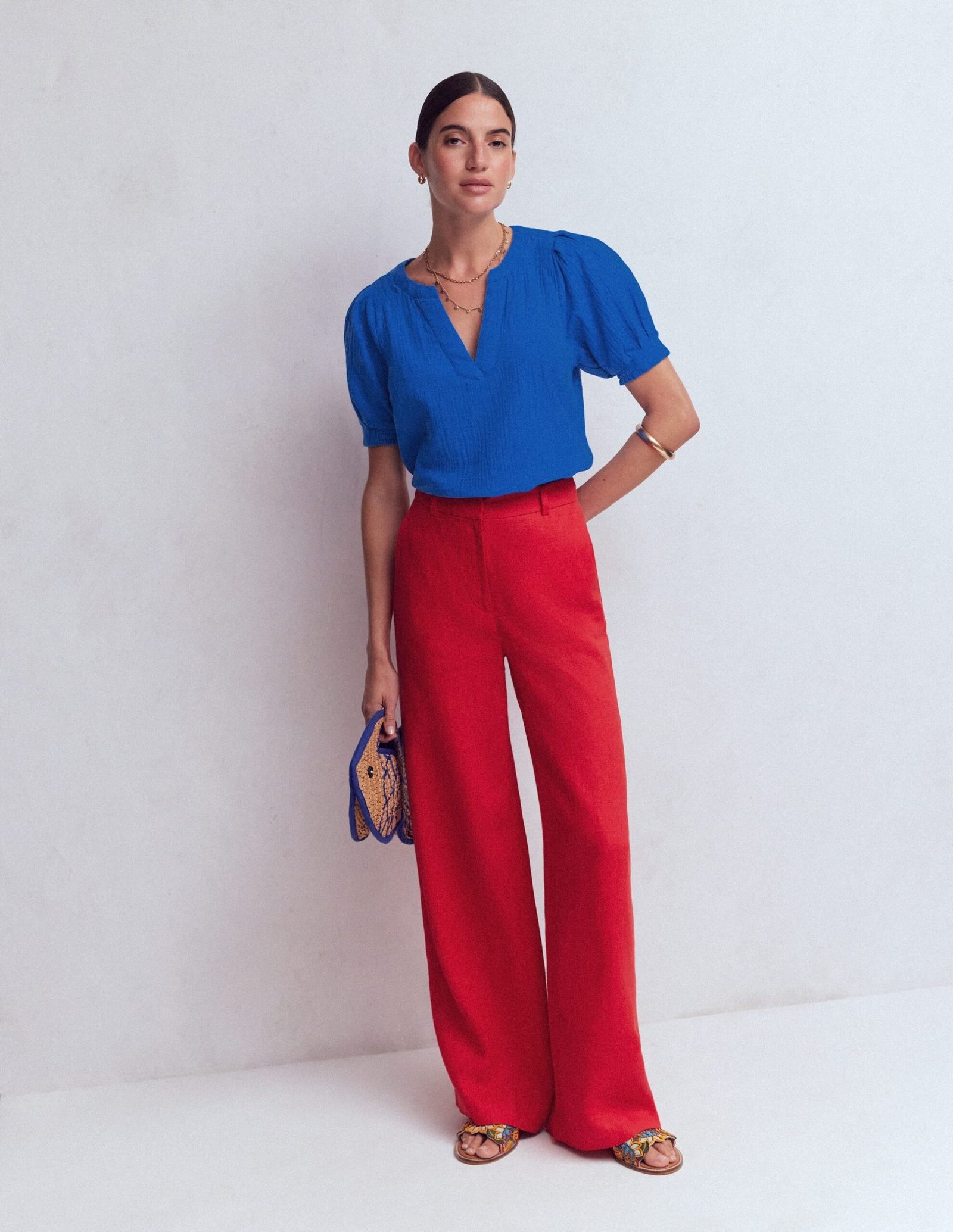 Rae Double Cloth Top-Bright Cobalt - Image 4