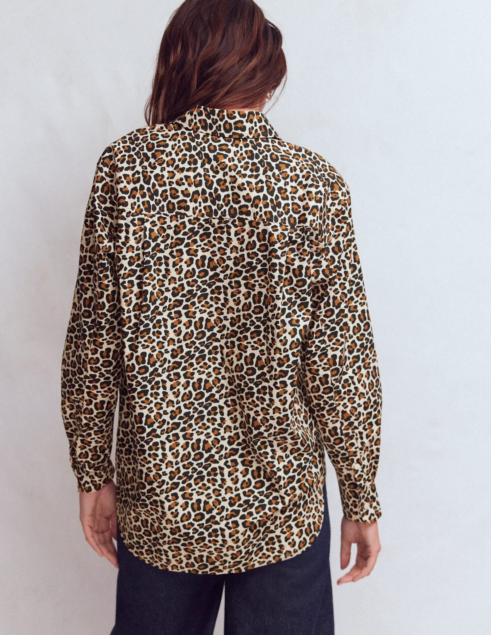 Sadie Relaxed Cotton Shirt-Soft Cream, Leopard Flow - Image 3