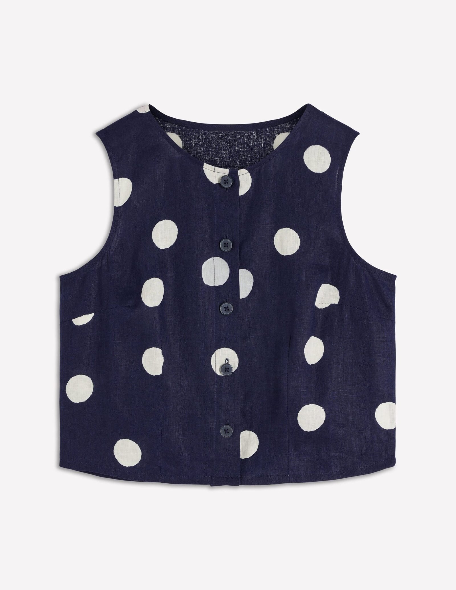 Andrea Linen Shell Top-French Navy, Painted Dot - Image 9