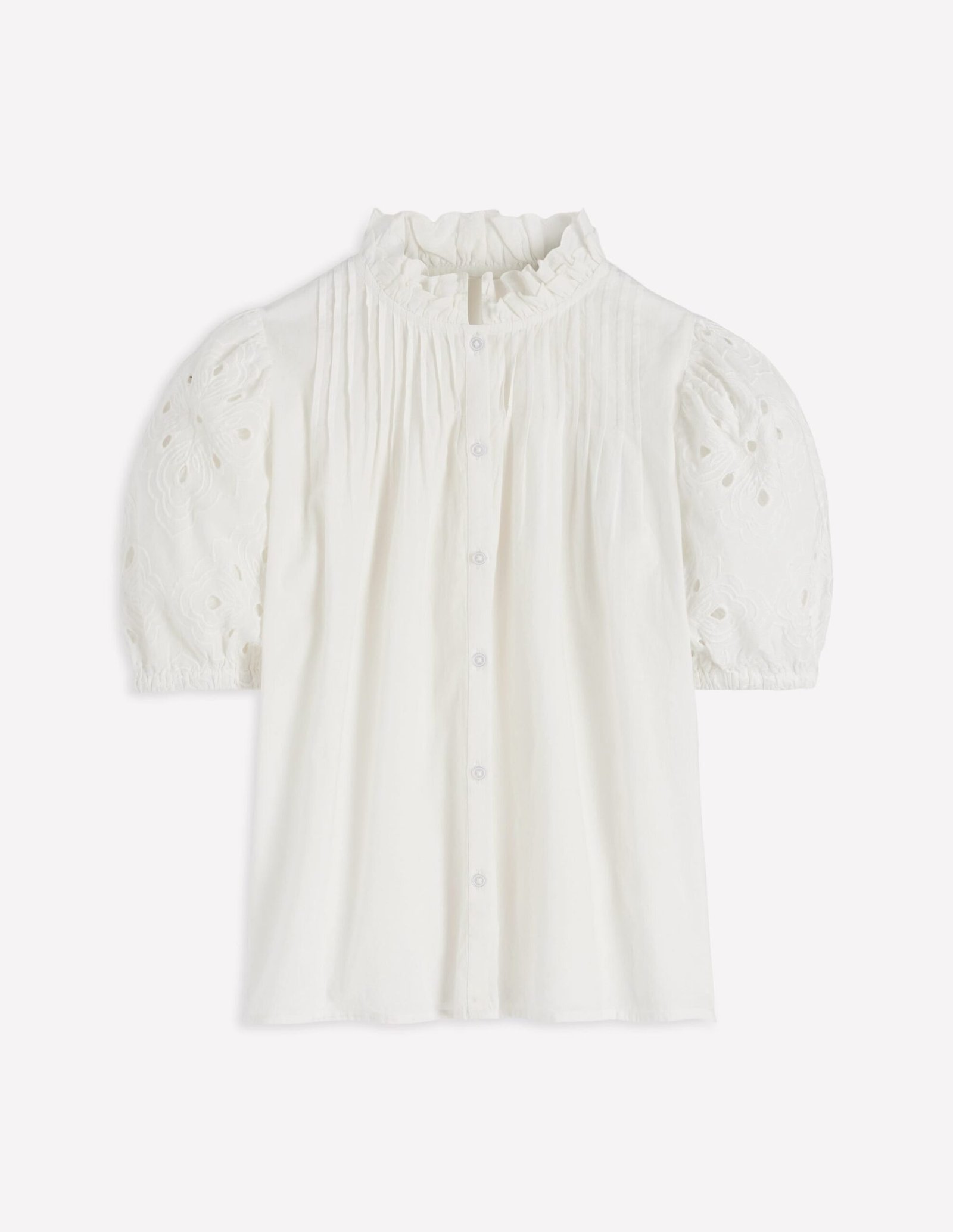 Cutwork Puff Sleeve Top-White - Image 5