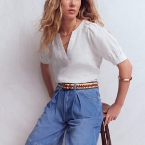 Rae Linen Top-White