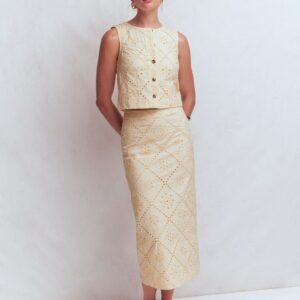 Andrea Cotton Shell Top-Ivory broderie